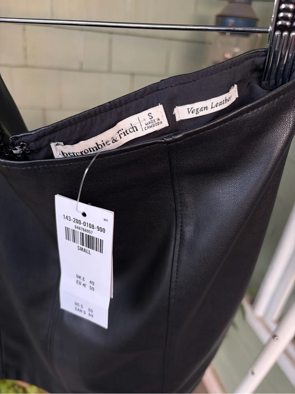 Abercrombie & Fitch Black Vegan Leather Miniskirt